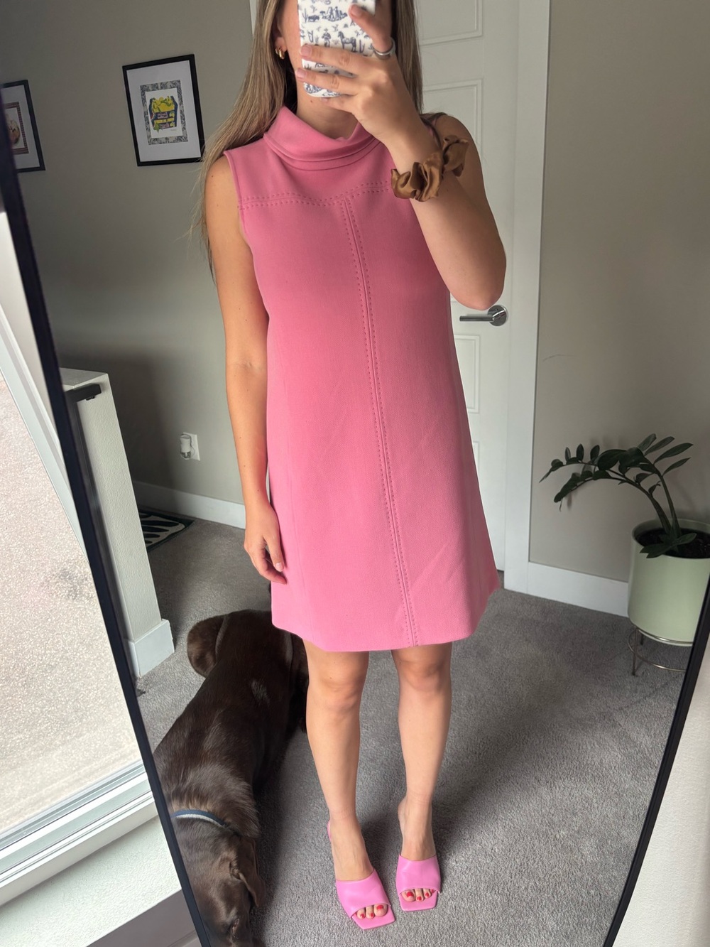 Lilly Pulitzer White Label Mock Neck Pink Shift Dress